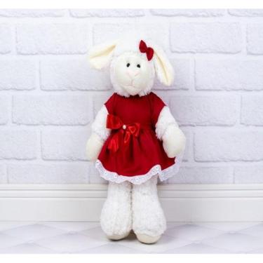 Imagem de Pelucia ovelha fufy 26 cm - vestido com lese - CKD CONFECCOES, Vermelh