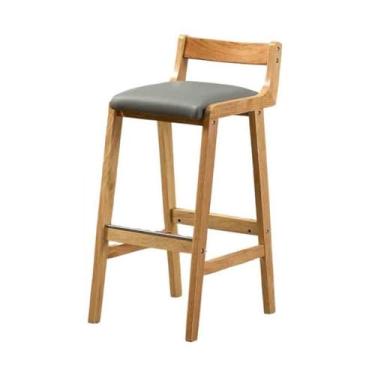 Imagem de x3anggyt5 Banquetas de bar para restaurante, cadeira doméstica de madeira maciça, banco de bar, leve, retrô, moderno, simples, cadeiras de bar (cinza)