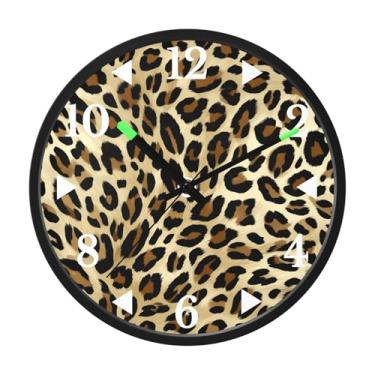 Imagem de STAYTOP Lindo relógio de parede com estampa de leopardo animal para quarto com brilho noturno, relógios de parede silenciosos de 30 cm para decoração de sala de estar, controle de som, relógio de