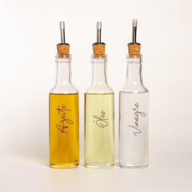 Imagem de Galheteiro de Vidro 250ml com Bico Dosador e Tampa de Cortiça para Azeite, Óleo, Vinagre e Molhos | Porta Temperos para Cozinha e Uso Diário (Porta Óleo - Vinagre - Azeite)