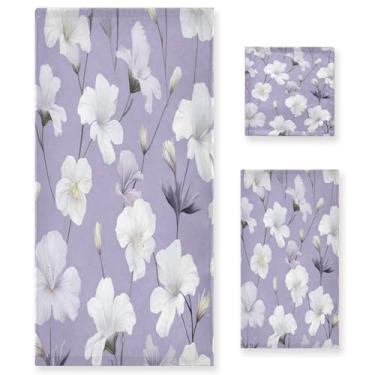 Imagem de xigua Conjunto de toalhas de banheiro de flores em aquarela absorvente macio 3 peças toalha de banho toalha de mão toalhas decorativas para banheiro, academia, hotel, praia, piscina