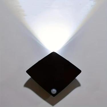 Imagem de Sensor de luz noturna com base magnética, luz noturna LED 3000K sem fio para armário, escadas, quarto - luz de parede e armário ativada por movimento automático (luz branca/preta)