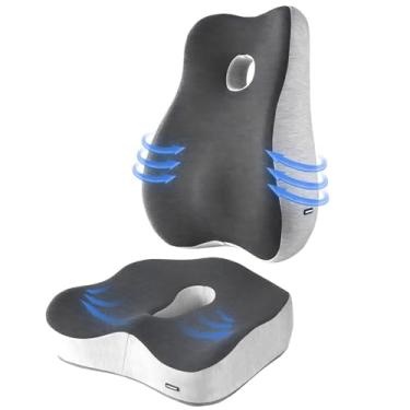 Imagem de Almofada de assento de cóccix, almofada de cóccix para alívio da dor ciática para cadeira de escritório, almofada lombar, assento de carro e assento de casa, almofadas de cadeira de escritório para