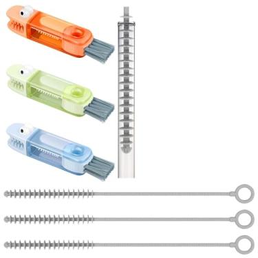 Imagem de Escova de limpeza 3 em 1 para tampa de copo 3 peças com 3 peças de escova de limpeza de canudo de silicone portátil para limpeza de tampa de copo para cozinha doméstica