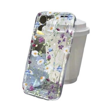 Imagem de Capa De Silicone Transparente Com Estampa Floral Para iPhone 17 16 15 