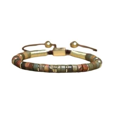 Imagem de Pulseira Boho Empilhável De Pedras: Kit Com Olho De Tigre, Lápis-Lazúl