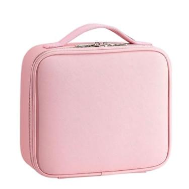 Imagem de THJKUPO Bolsa de maquiagem com grande capacidade, bolsa de armazenamento de maquiagem para maquiadores, bordados, estojo de maquiagem portátil (E)