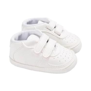 Imagem de Tênis Branco De Cano Alto Em PU Para Bebês, Sola Macia, Confortável, C