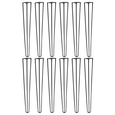 Imagem de Kit 12 Pés de Metal 60 CM Hairpin Legs Mesa de Canto Aparador Preto G41