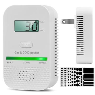 Imagem de Detectores combinados de gás e monóxido de carbono, 2 em 1, detector de gás natural e alarme de monóxido de carbono, alarme portátil de CO e detector de CO2 de vazamento de gás para casa e viagens