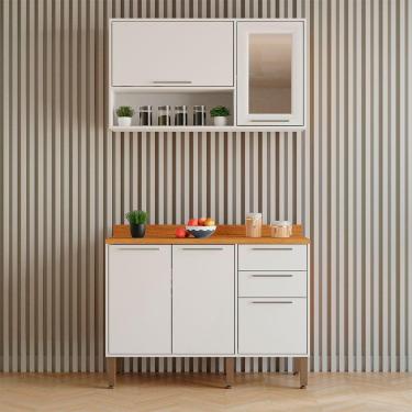 Imagem de Cozinha Compacta 2 Peças 5 Portas 2 Gavetas Paris Sallêto Branco