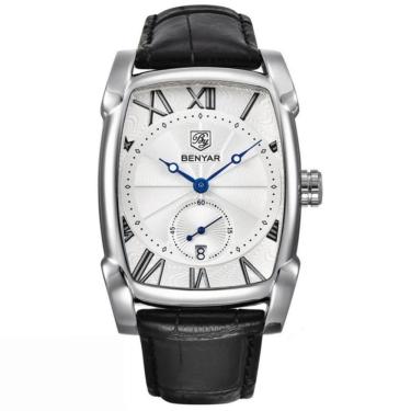 Imagem de Relógio Masculino Quadrado Casual De Quartzo Impermeável Prata