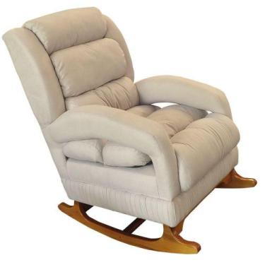 Imagem de Poltrona De Amamentação Com Balanço Luna Suede Base De Madeira C05 Beg