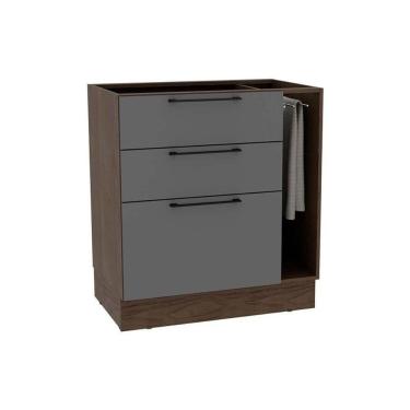 Imagem de Balcão De Cozinha Amsterdam Ph 3139 C- 3 Gavetas 1 Toalheiro E Divisor De Talheres S- Tampo 80cm Avela-grafite - Herval