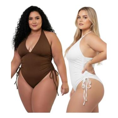 Imagem de Kit 2 Body Plus Size Maiô Feminino Suplex Sem Bojo Praia - NoBrand, Br