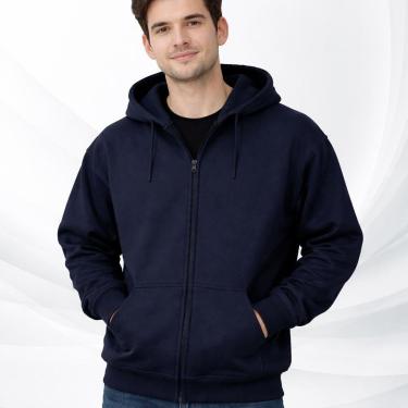 Imagem de Moletom Aberto Com Ziper Liso Capuz Bolso Blusa moleton Unissex Masculino e Feminino Blusão-Unissex