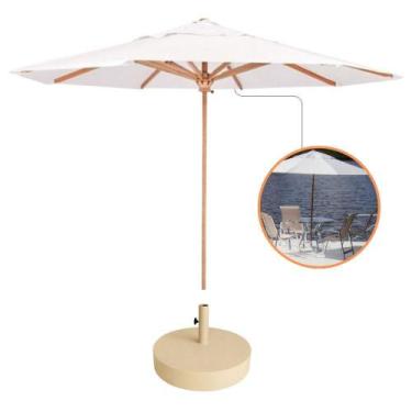 Imagem de Guarda Sol Ombrelone 3,00m + Base 40kg Para Praia Piscina Jardim Branc