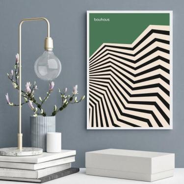 Imagem de Quadro Bauhaus Green Vintage Poster Sinuosity 33X24Cm Vidro