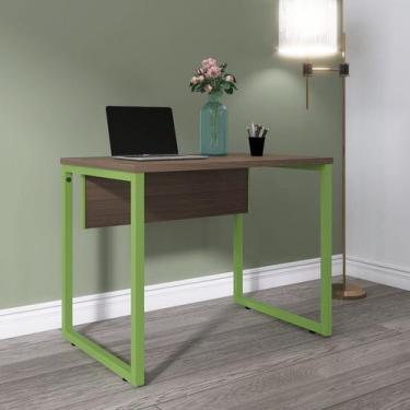 Imagem de Escrivaninha Mesa Escritório Pe25 90cm Walnut E Verde Miró - Pandin Mó