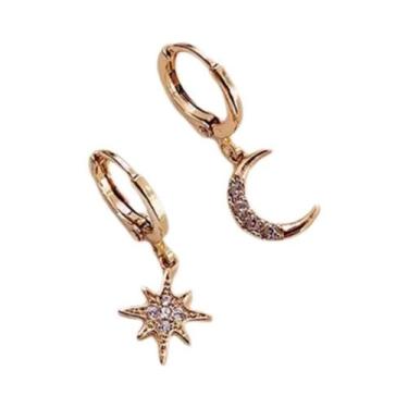 Imagem de Brincos De Argola Assimétricos Em Ouro E Prata 925 Com Zircônia Cúbica