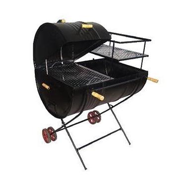 Imagem de Churrasqueira Tambor 200 litros Mista com Carrinho e Grelha - Ouro Min