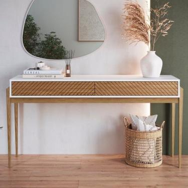 Imagem de Aparador 2 Gavetas com Vidro 160cm com Brisa Pés em Madeira Maciça Bra