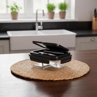 Imagem de Pote Marmita de Vidro Borossilicato 980ml com Divisória e Tampa - Meu 