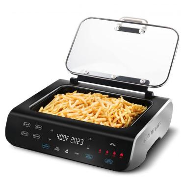 Imagem de Churrasqueira Grill Elétrica até 2 Porções em Aço Inoxidável e Painel Digital, 110V, Gourmia, Preta