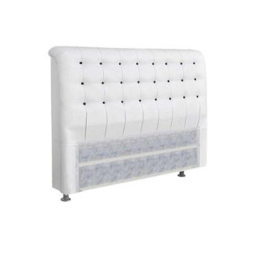 Imagem de Cabeceira Cama Box Estofada Casal Casal Dama Plus Courano Branco/Preto