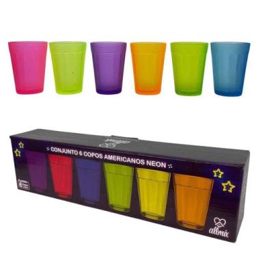 Imagem de Jogo Conjunto 6 Copos Americanos Neon 190mL Vidro Nadir Figueiredo Col