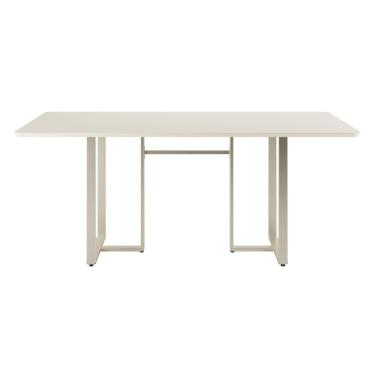 Imagem de Mesa de Jantar Retangular com Vidro para 6 Lugares Arcádia 180 cm Champanhe com Off White Fosco