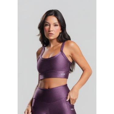 Imagem de Top Fitness Poliamida Texturizado Com Brilho Roxo Salvatore, G