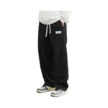 Imagem de Calças De Moletom Masculinas Em Corduroy, Corte Solto, Estilo Baggy, C