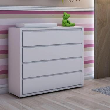 Imagem de Cômoda Infantil Sol e Mar com 4 Gavetas - Branco - Divicar Móveis, Bra