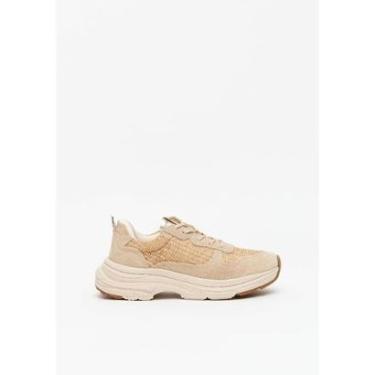 Imagem de Tênis Chunky Com Recortes Palha e Couro-Feminino