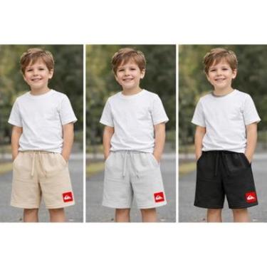 Imagem de Bermuda Infantil Masculino Juvenil Short Moleton sem felpa Moletinho Menino Criança Kids Quik-Masculino