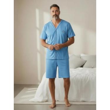 Imagem de Produto Pijama Masculino com Botões Pós Cirúrgico Manga Curta Bermuda 