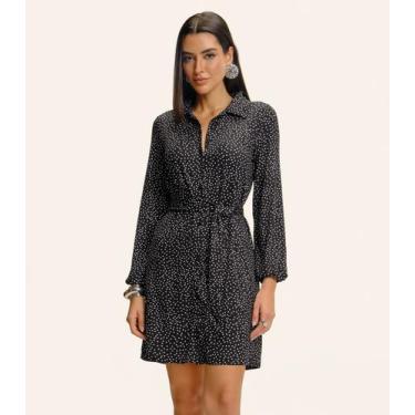 Imagem de Vestido Feminino Manga Longa Bufante Endless Preto, G, Preto