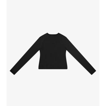 Imagem de Blusa Feminina Manga Longa Em Ribana Rovitex Preto, M, Preto