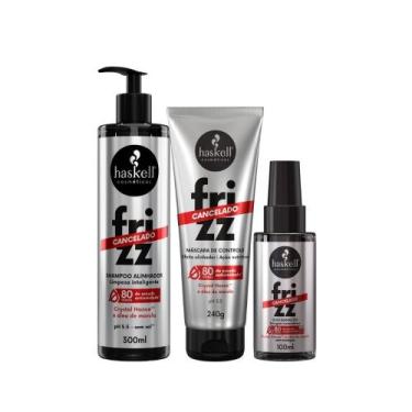 Imagem de Kit Haskell Frizz Cancelado Shampoo 300ml + Máscara 240g + Sérum  Anti