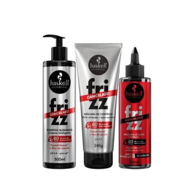 Imagem de Kit Haskell Frizz Cancelado Shampoo 300ml + Máscara 240g + Máscara Líq