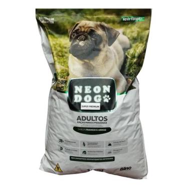 Imagem de Ração Cães Raça Mini Peq Neon Dog Frango E Arroz 15kg Bino