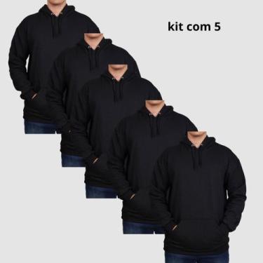 Imagem de Kit 5 Moletons Unisex Com Capuz Estilo Urbano Premium - Lucam, Preto, 