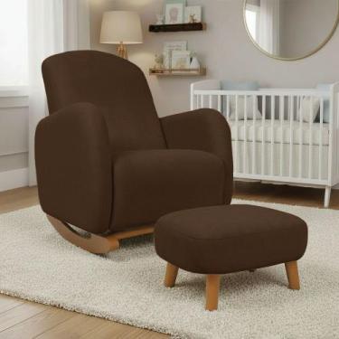 Imagem de Poltrona Amamentação Balanço Madeira e Puff Jhessy Suede D03 - D Rossi