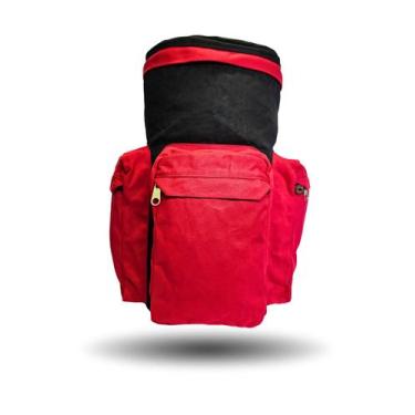 Imagem de Mochila Ferramental Preto com Vermelho 50Litros  Lona Encerada - MB
