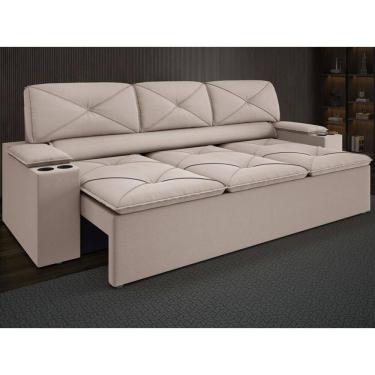 Imagem de Sofá com Porta Copos Retrátil e Reclinável Pop 2,05m Velosuede - NETSOFAS