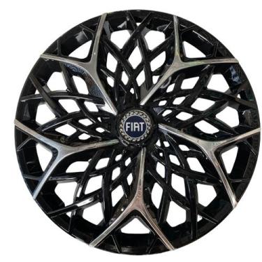 Imagem de Calota esportiva aro 13 moove black chrome + emblema resinado fiat azu