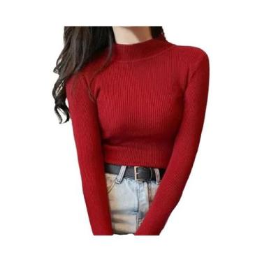 Imagem de Camisola de Malha Feminina Gola Alta - Estilo Casual Vintage Coreano p