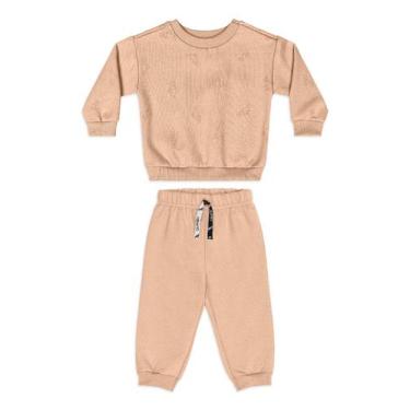 Imagem de Conjunto Bebê Menino Moletom Estampado Quimby, Bege
