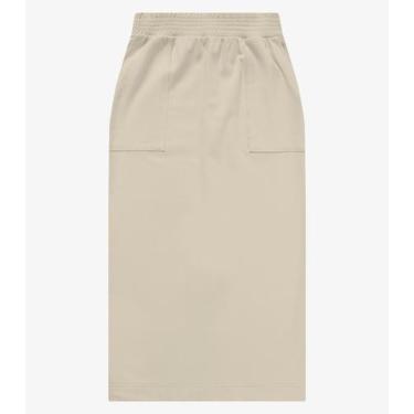 Imagem de Saia Midi Feminina Em Molecotton Com Fenda Rovitex Bege, GG, Bege